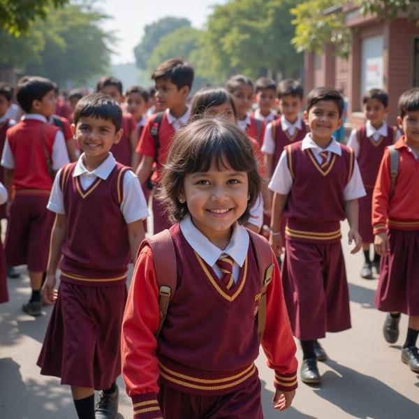 School children in India wearing uniforms