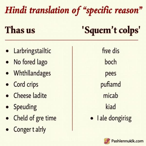 Specific Reason Meaning in Hindi