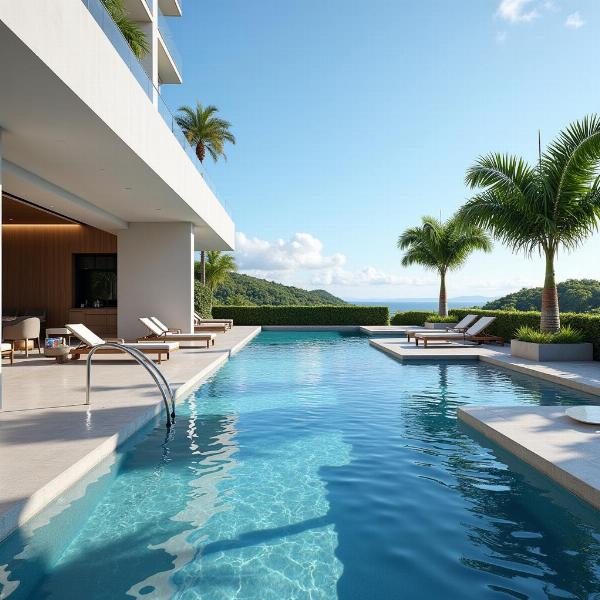 Relaxing in a luxurious splash pool