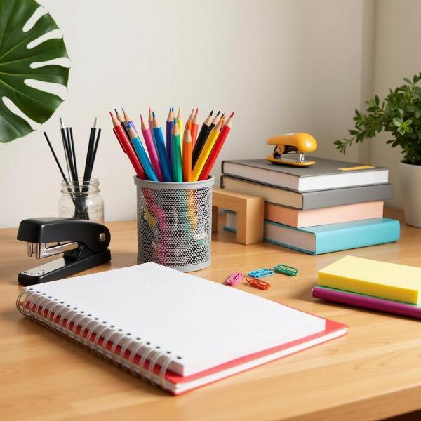 Stationery Items on a Desk