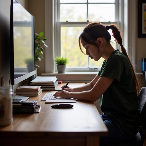 Student Studying at Home