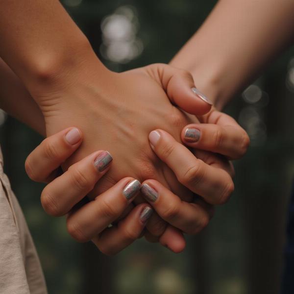 Two hands holding each other, representing connection despite distance