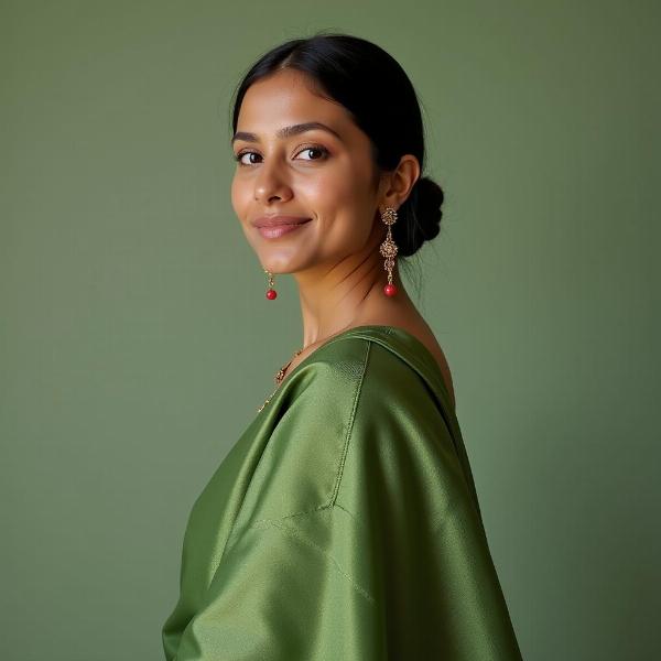 Woman in a Greenish Sari