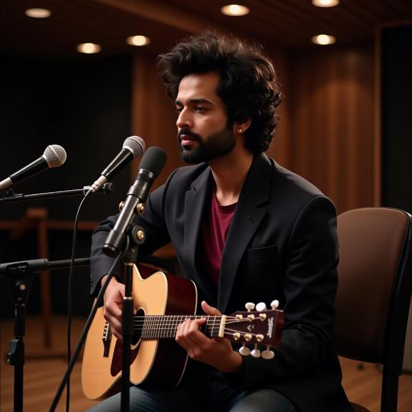 Arijit Singh in a recording studio