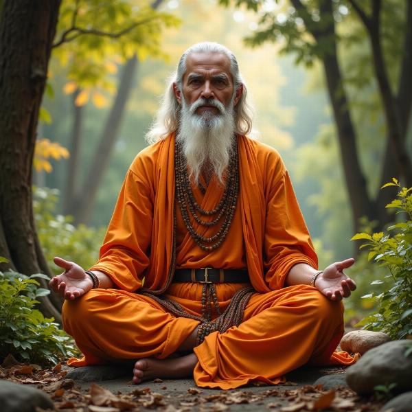 An Indian sage meditating, reflecting the wisdom associated with the name Arshiv