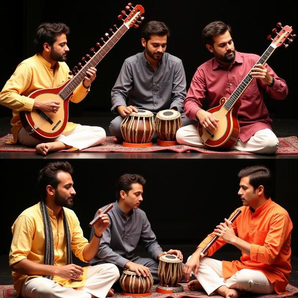 Indian Musical Instruments Being Played