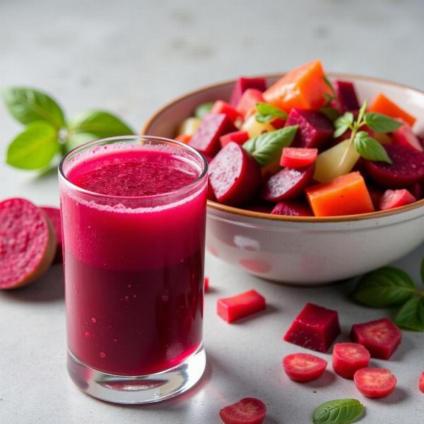 Beetroot Juice and Salad