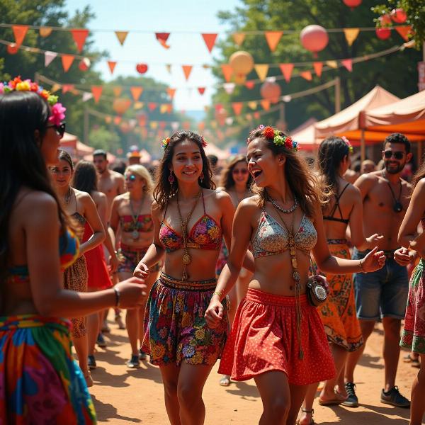 A group of people enjoying a festival.