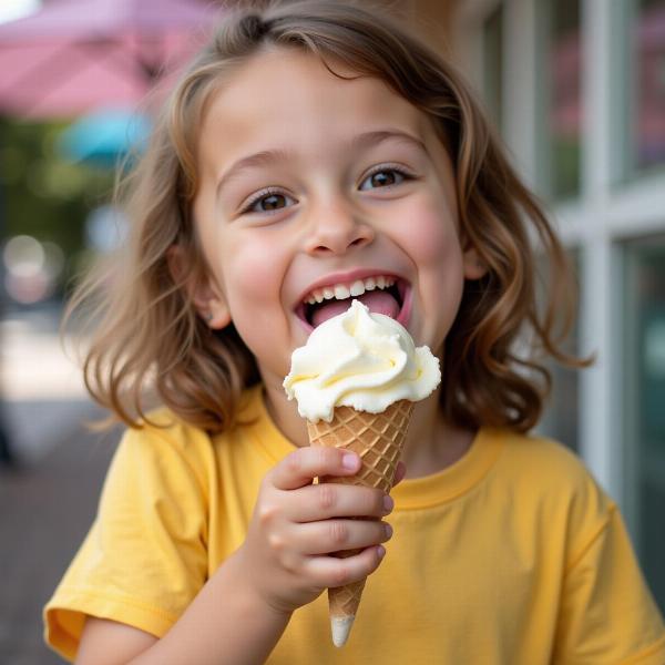 Child enjoying ice cream