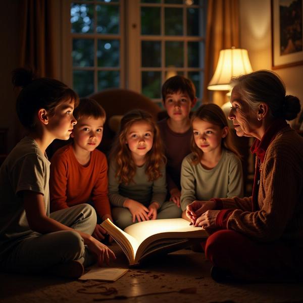 Children entranced by a story