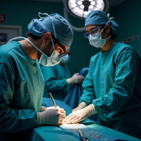 Skilled surgeon performing surgery