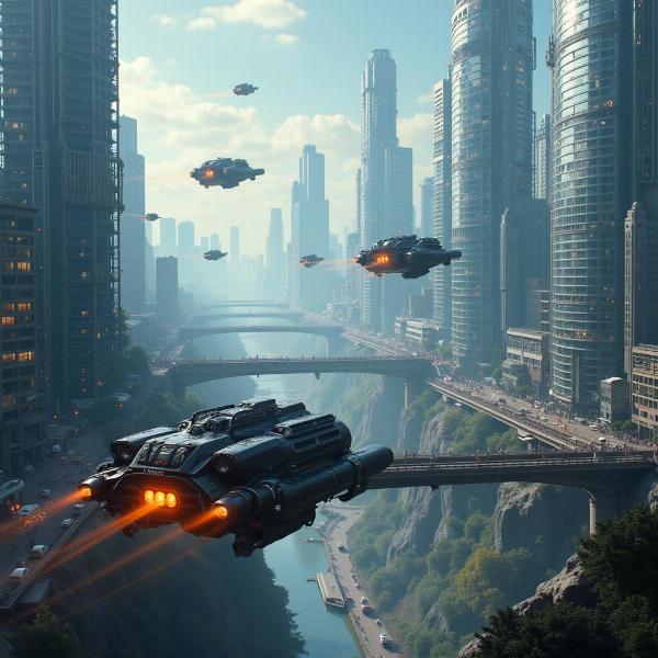 Futuristic city illustrating a distant future