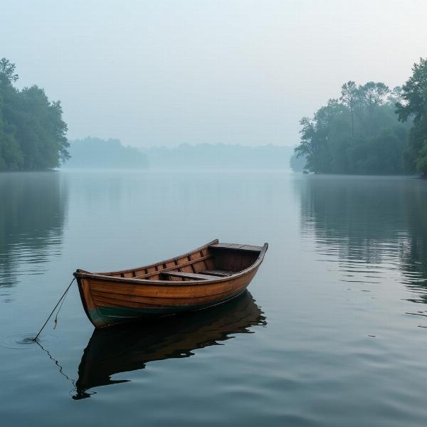 Boat swinging on water