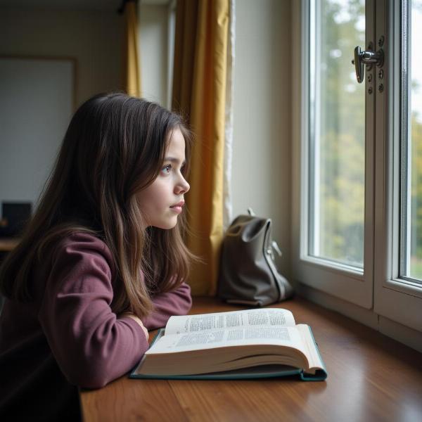 A student drifting off during class