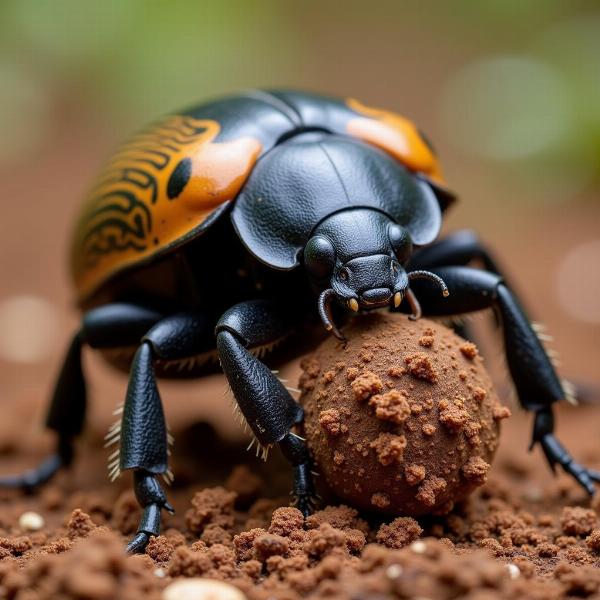 Dung Beetle Rolling Dung Ball