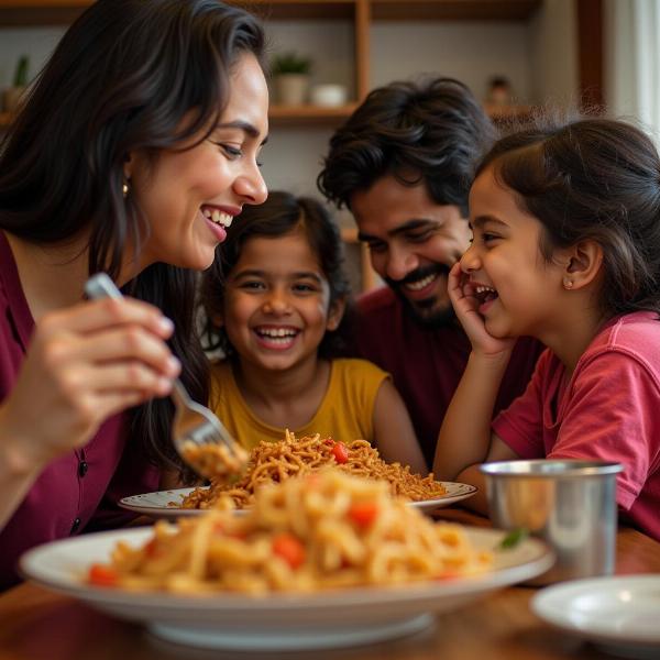 Family Enjoying Chow Together