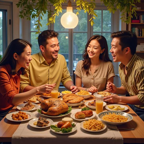 Family Enjoying a Festive Meal