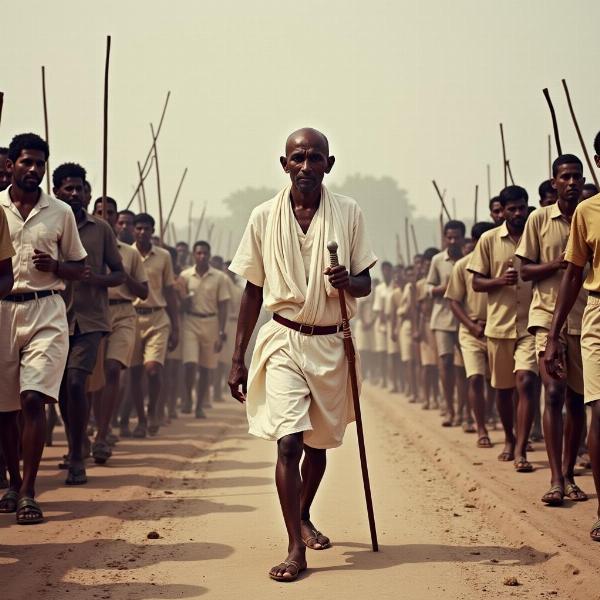 Gandhi leading the Salt March