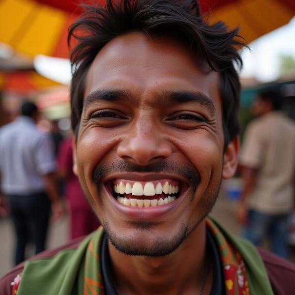 Meaning of Grinning in Hindi - A Wide, Toothy Smile