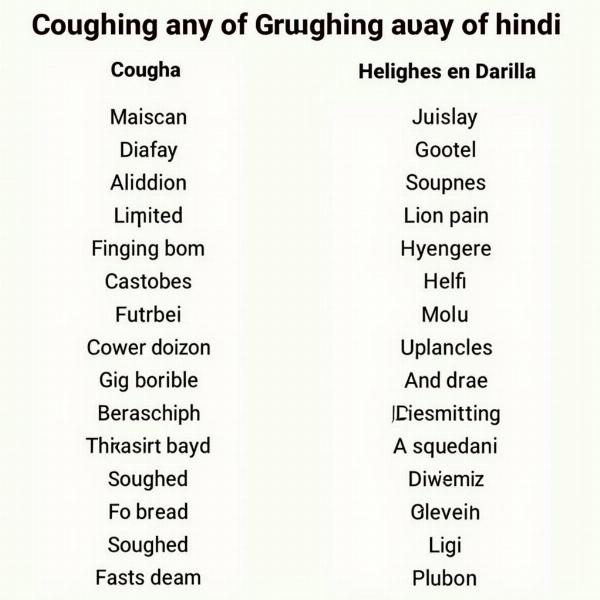 Hindi Equivalents for Tussive