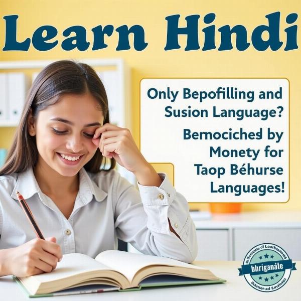 A person learning Hindi using a book or online resources