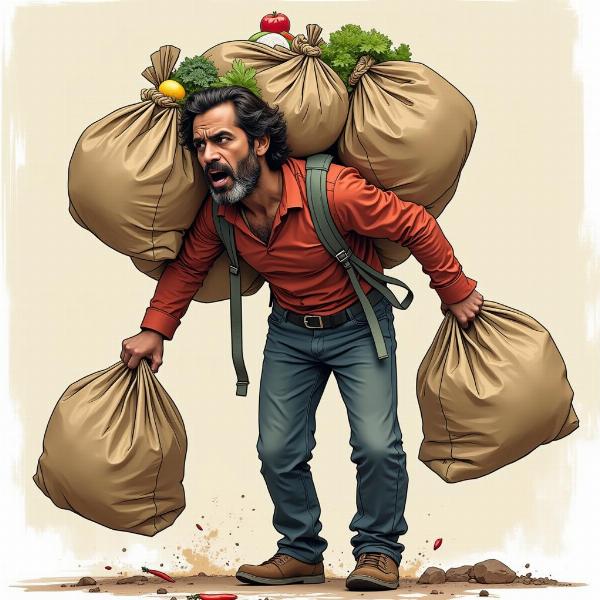 Carrying Groceries: Illustrating the Hindi word "bhaar"