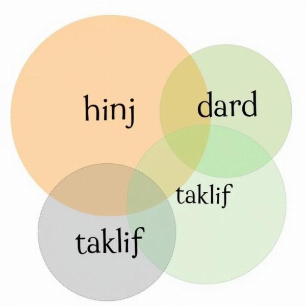 Comparing Hinj with Dard and Taklif