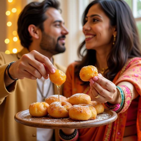 Indian Couple Sharing Sweets