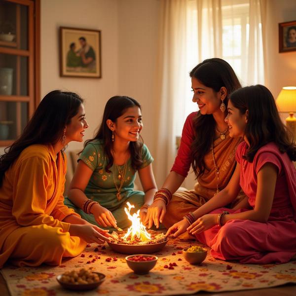 Indian Family Celebrating a Festival