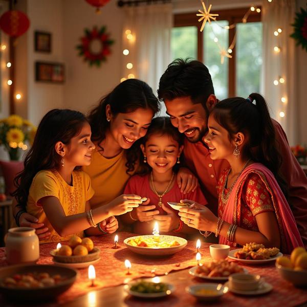 Indian Family Celebrating Festival