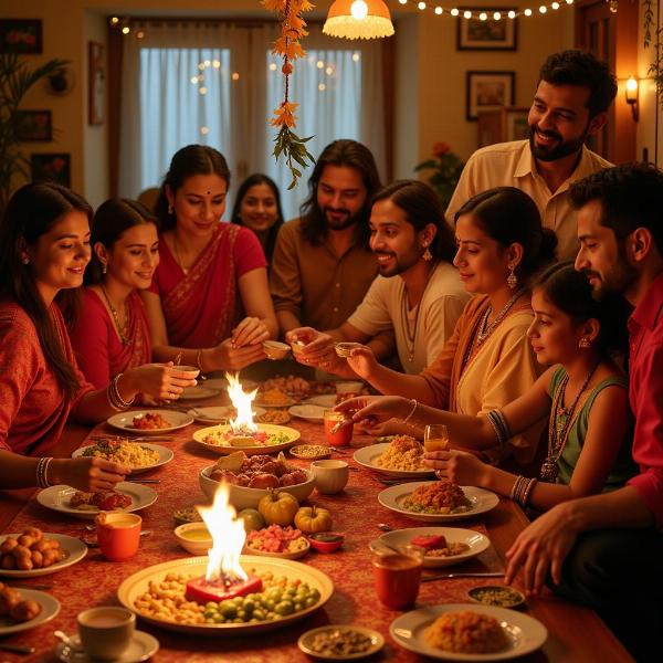 Indian family celebrating a festival