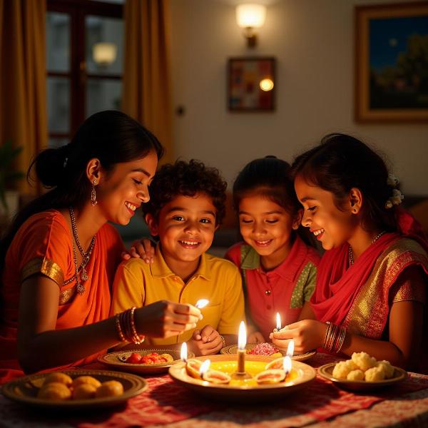 Indian Family Celebrating Diwali