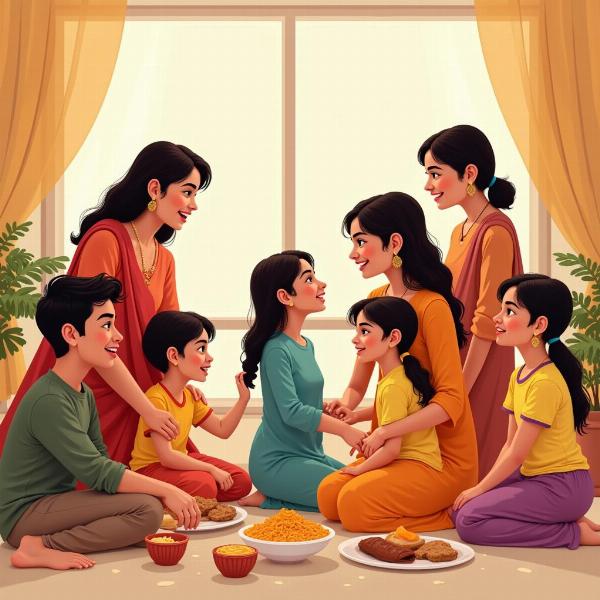 Indian Family Gathering showing affection