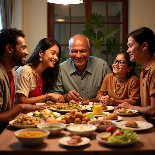 An Indian family sharing a meal