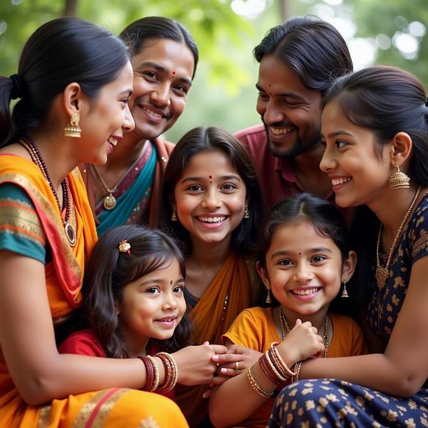 A happy Indian family enjoying time together.