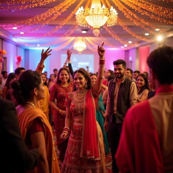 Indian Wedding Celebration with Vibrant Decorations