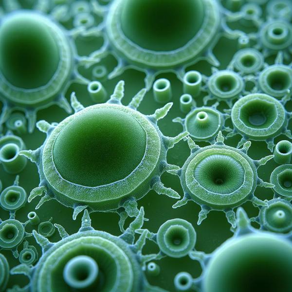 Algae under a microscope