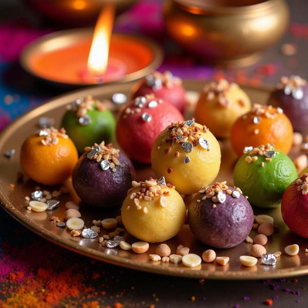 Ladoo: A traditional Indian sweet offered during festivals and celebrations