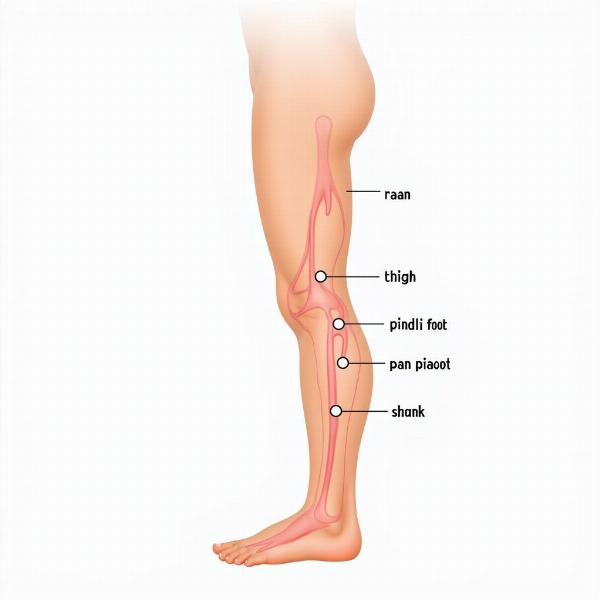 Human Leg Anatomy with Hindi Terms