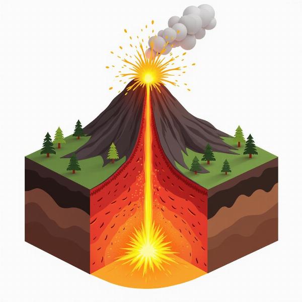 Magma Chamber Inside a Volcano