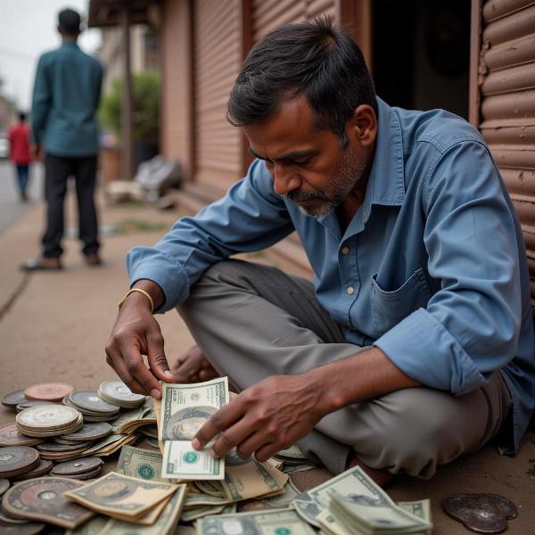 Street Vendor Counting Earnings