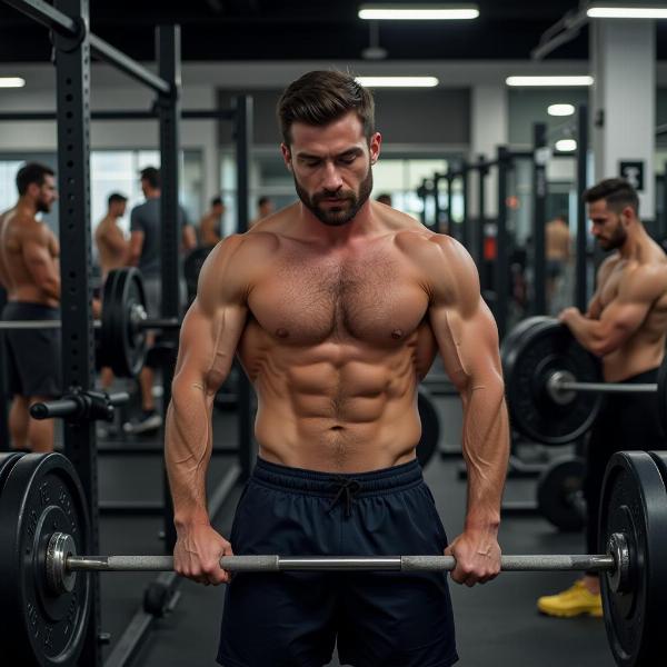 Man Lifting Weights in Gym