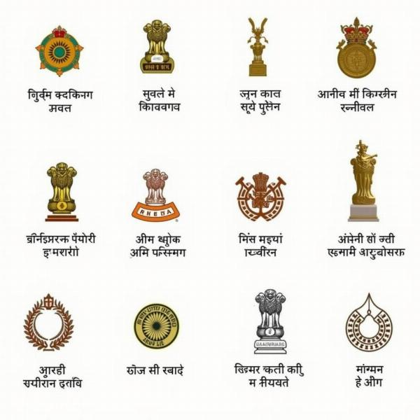 Image depicting various emblems and their Hindi translations