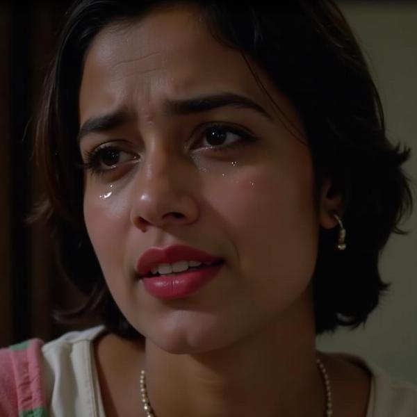 A scene from a Hindi film depicting a character sobbing, illustrating its use in storytelling.