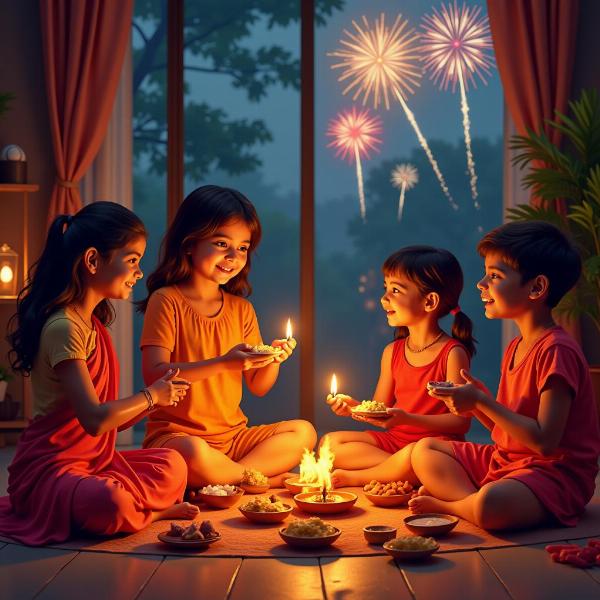 Joyful Diwali Celebration: Lights, Sweets, and Festivities