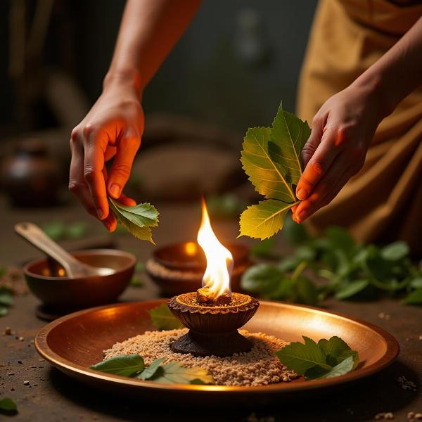 Offering Bel Leaves to Lord Shiva