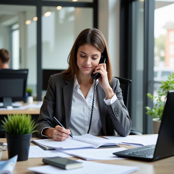 Office Admin Working at Desk