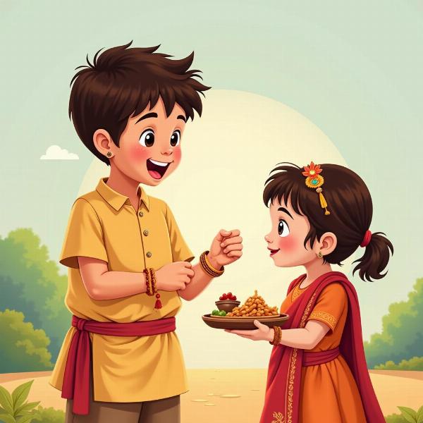 Older brother celebrating Raksha Bandhan with his sister