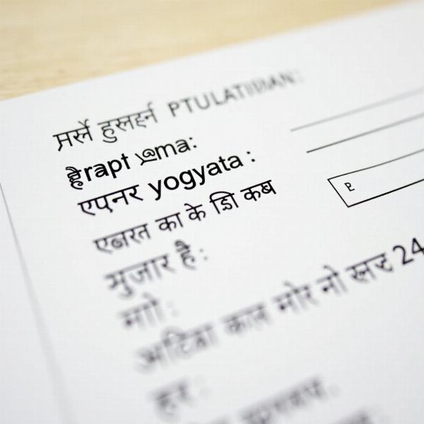 Hindi Translation of Qualification Obtained on an Application Form