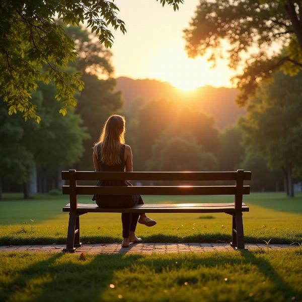 A woman waiting patiently